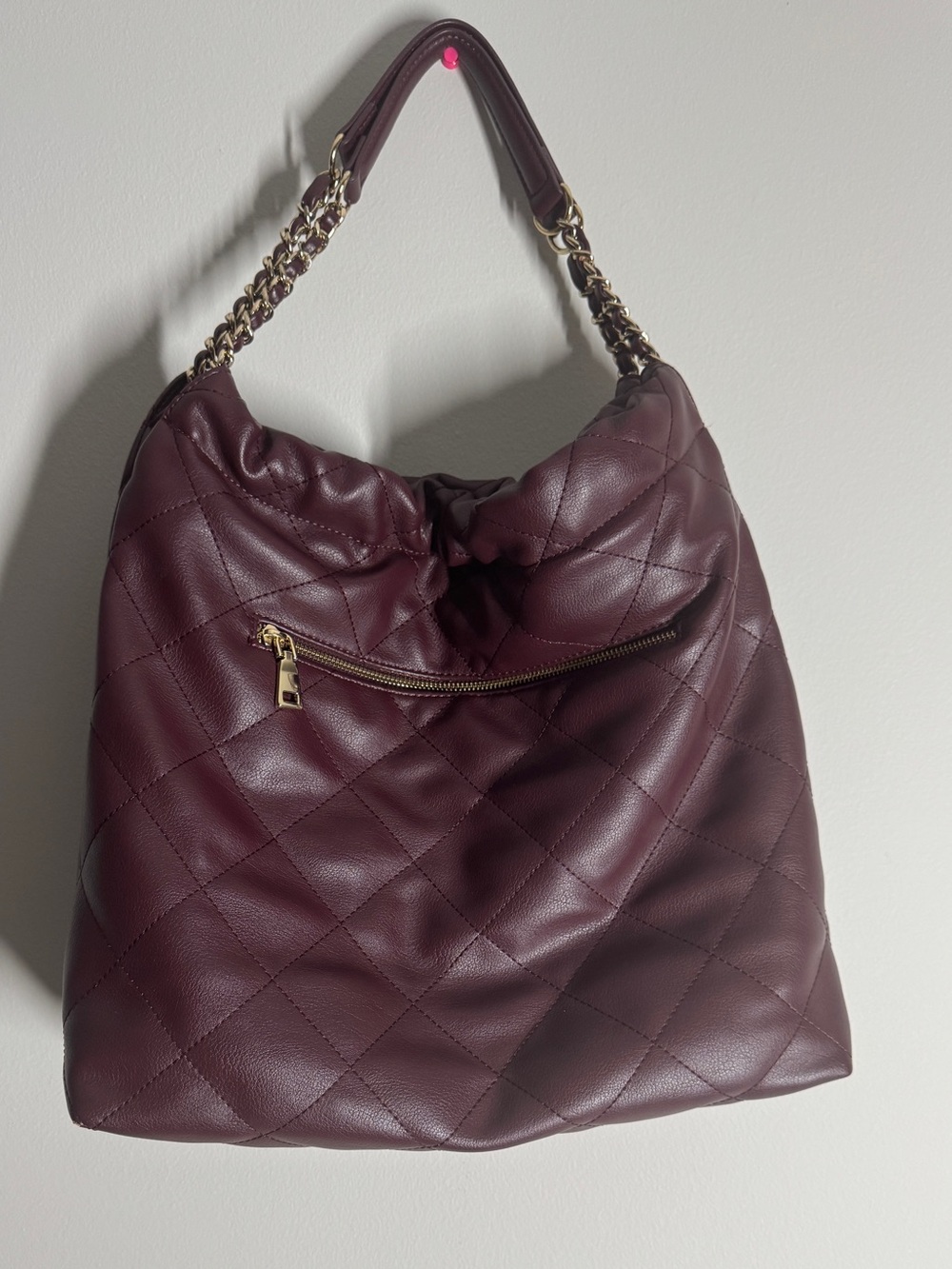 INC Kyliee Quilted Faux Leather Plum Wine Large Shoulder Bag - Picture 3 of 9